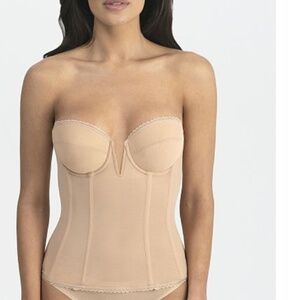 Dominique Vivienne V Wire Longline Strapless Bra Brown Bras 42-B NWT